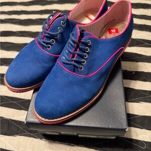Tommy Hilfiger Vibrant Blue Suede and Pink Oxfords